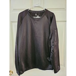 Xersion Mens Training Pullover Fleece Pullover Black Pocket Sleeve L